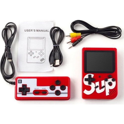 Sup Taşınabilir Video Oyun Konsolu 3" 400 Oyunlu Mini Atari Gameboy 2 Oyunculu Kırmızı