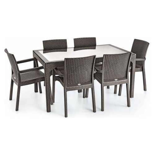 Violet Passion Kahverengi Rattan Masa 6 Sandalyeli 80 x