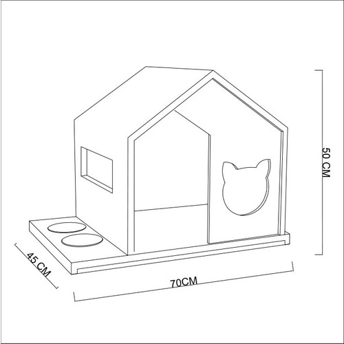 Odun Concept Özel Tasarım Kedi Evi 2�li Mama Kabı Ile Fiyatı