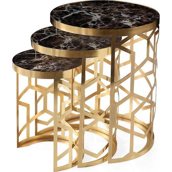 Han Mobilya Dünya Motifli Zigon Sehpa Gold Fiyatı