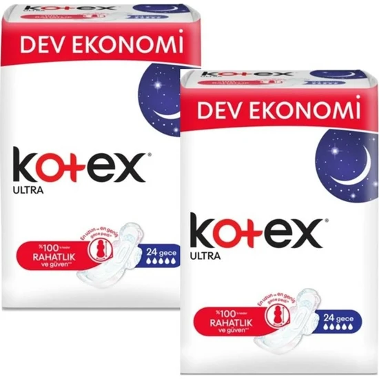 Kotex Ultra Gece Hijyenik Ped 24 Adet- 2 Paket