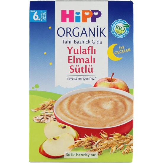 Hipp Organik İyi Geceler Sütlü Yulaflı Elmalı Tahıl Bazlı Kaşık Maması 250 gr