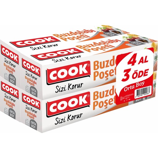 Cook Buzdolabı Poşeti Orta Boy 24X38Cm
