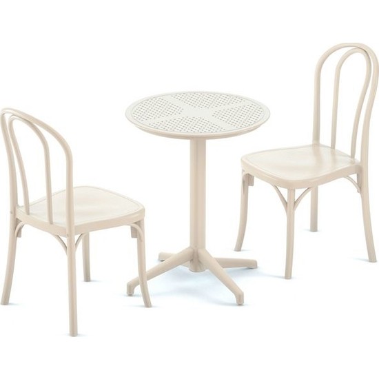 Bintaş Mobilya Küçük Krem Cafe Bahçe Masa Sandalye Takımı
