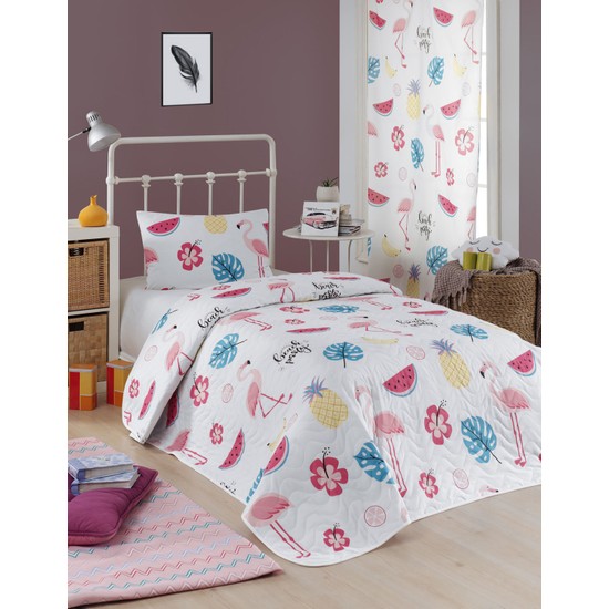 Eponj Home Kapitone Yatak Örtüsü Seti Tek Kişilik Kokteyl