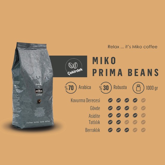 Miko Coffee Miko Prima Beans Çekirdek Kahve 1 kg Fiyatı