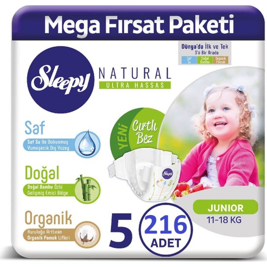 Sleepy Natural Bebek Bezi 2 Aylık Fırsat Paketi 5 Numara Fiyatı