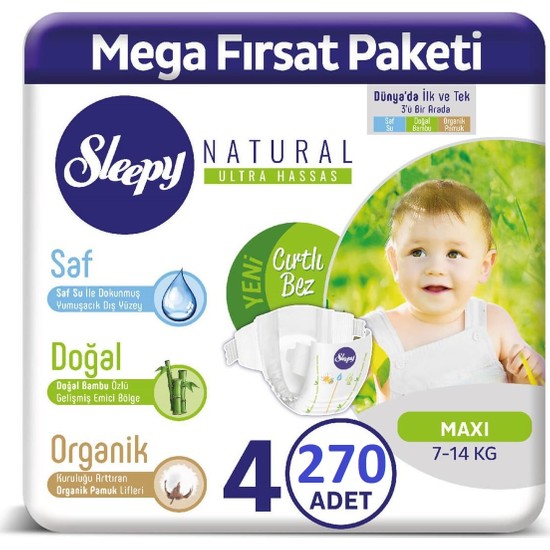 Sleepy Natural Bebek Bezi 2 Aylık Fırsat Paketi 4 Numara Fiyatı