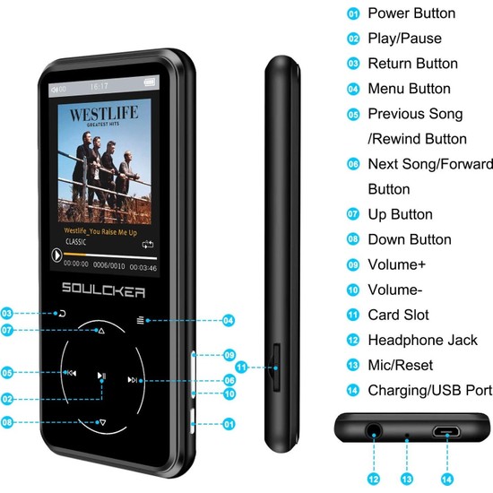 Soulcker Bluetooth 4.0 16GB Mp3 Çalar Fiyatı Taksit Seçenekleri