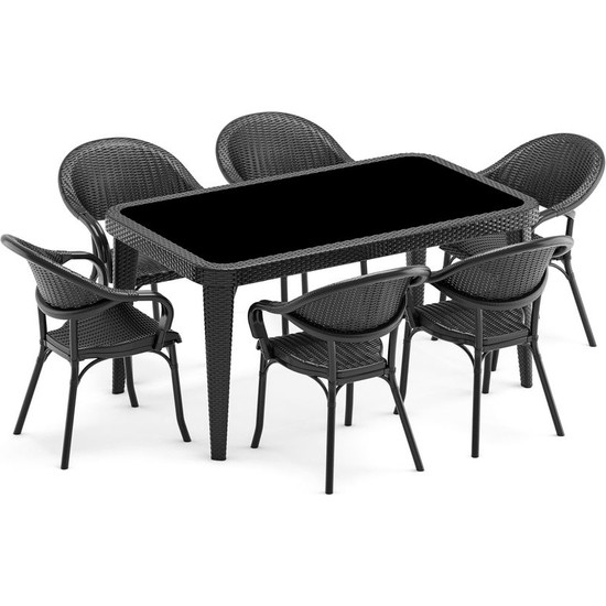 Bintaş Mobilya Siyah Rattan Plsatik Dış Mekan Masa Sandalye Fiyatı