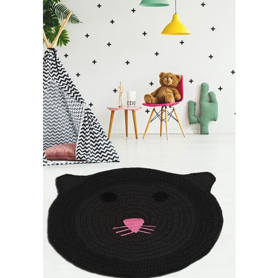 Nuh Home Çocuk Odası Halısı Siyah Kedi Desenli Halı Fiyatı