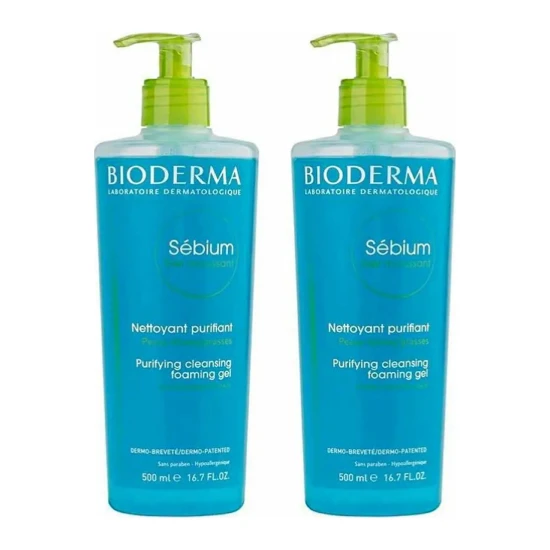 Bioderma Sebium Foaming Gel - Karma&Yağlı Ciltler için Temizleyici Jel 500 ml x 2