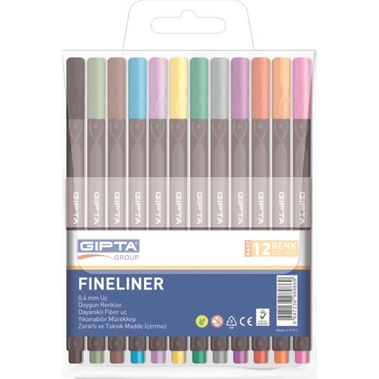 Gıpta Fineliner Kalem 0,4 Mm - Pvc Blister -Üçgen-12 Renk