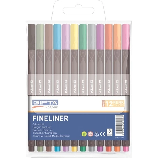 Gıpta Fineliner Kalem 0 4 Mm - Pvc Blister -Üçgen-12 Renk Gıpta Fineliner Kalem 0 4 Mm - Pvc Blister -Üçgen-12 Renk