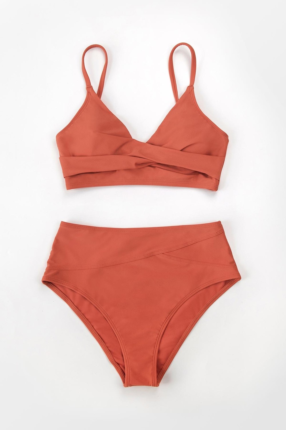 Angelsin Özel Tasarım Önden Çarpraz Yüksek Bel Bikini Takım görsel 3