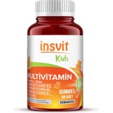 Insvit Kids Gummies Çinko Iyot Biotin Vitamin C A E B1 B2 B3 B5 B12 D3 Folik Asit Çiğnenebilir Gummy 60 Adet