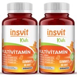 Insvit Kids Gummies Çinko Iyot Biotin Vitamin C A E B1 B2 B3 B5 B12 D3 Folik Asit Çiğnenebilir Gummy 60 Adet x 2