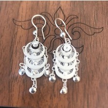 Bigakan Kadın Gümüş Küpe El Işi Telkari  Göz Nuru Model Gümüş Küpe