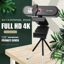 Echoes Bilgisayar 4 K Hd Webcam Web Kamera Dahili Mic Video Arama Kayıt 4K Siyah (Yurt Dışından)