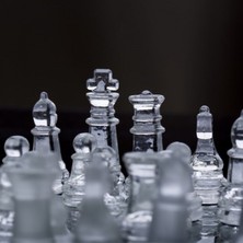 Comfoni Glass Chess Cam Satranç Takımı (20 cm x 20 Cm)