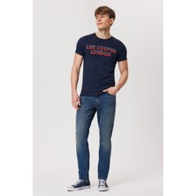 Lee Cooper Raquel Erkek %100 Pamuk O Yaka T-Shirt Koyu Lacivert