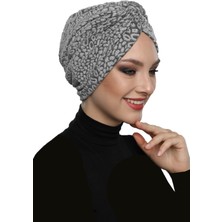 ELYSIANfidan Brokar Bantlı Gri Astarlı Hazır Bone