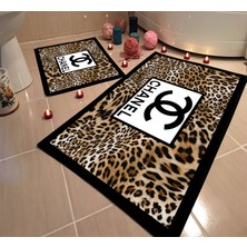 Modern Home Dot Taban Banyo Paspası İkili Takım Dijital Baskı Yıkanabilir Kaymaz Taban