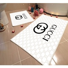 Modern Home Dot Taban Banyo Paspası İkili Takım Dijital Baskı Yıkanabilir Kaymaz Taban