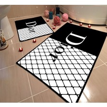 Modern Home Dot Taban Banyo Paspası İkili Takım Dijital Baskı Yıkanabilir Kaymaz Taban