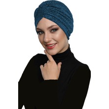 ELYSIANfidan Brokar Bantlı Petrol Astarlı Hazır Türban Tesettür Bone