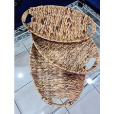 Elif Aksesuar Hasır Elips 3'lü Dekoratif Tepsi