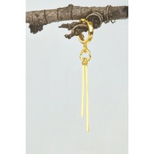 Dkmn Silver Halkalı Çift Sallantılı Küpe 925 Ayar Gümüş Küpe