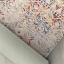 Carpettex Iskandinav Eskitme Kilim Desenli Bej Krem Halı Kaymaz Taban Makinada Yıkanabilir