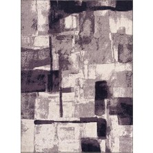 Carpettex Modern Abstrak Geometrik Desenli Pastel Gri Halı Kaymaz Taban Makinada Yıkanabilir