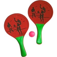 Avessa Plaj Tenis Raket Seti Çocuk Boy (2 Raket 1 Top) Kırmızı-Yeşil