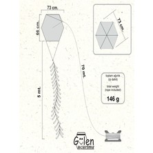 Gülen Uçurtma / D-Monte Naylon Altıgen Uçurtma Yapım Seti - Plastik Çıtalı (Orta Boy)