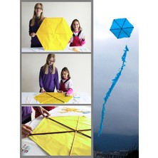 Gülen Uçurtma / D-Monte Naylon Altıgen Uçurtma Yapım Seti - Ahşap Çıtalı (Orta Boy)