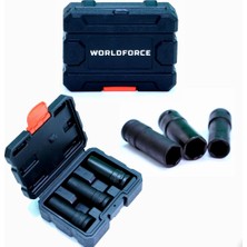 Worldforce 3 Parça 17, 19, 21 mm Darbeli Lokma Seti Cr-Mo Çelik Kalite Profesyonlel