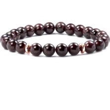 Safnaturel Sertifikalı Lal Garnet - Hematit Doğal Taş Bileklik 8 mm