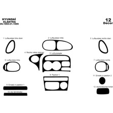 meriç cockpit design Meriç® Hyundai Elantra Ön Torpido Kaplama Maun 12 Parça 1995-1998