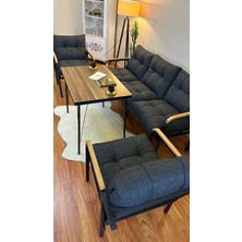 Modern Style Home Modern Sarıyer Balkon, Bahçe, Cafe - Metal Kanepe Koltuk Takımı - 3+1+1+Masa