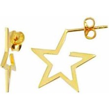 Bigakan Gümüş Yıldız Küpe Altın Kaplama Yıldız Küpe Gümüş Küpe