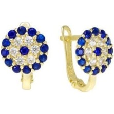 Bigakan Altın Kaplama Gümüş Küpe Nazar Boncuklu Gümüş Küpe