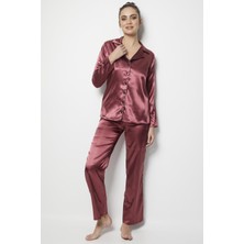 Miorre Kadın Eflatun Uzun Kol Pijama Takım