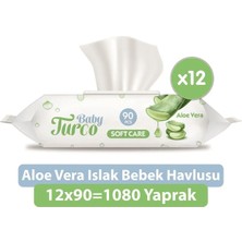 Baby Turco Aloe Vera Islak Bebek Havlusu 12'li Paket 1080 Yaprak