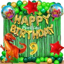 Parti Station Dinazor  9 Yaş Balon Seti Dinosaur Konsept Helyum Balon Set Şimşek Dinazor Doğum Günü Set