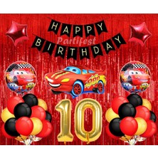 Parti Station Arabalar 10 Yaş Balon Seti Cars Konsept Helyum Balon Set Şimşek Mcqueen Doğum Günü Set