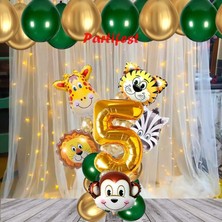 Parti Station Safari Hayvanlar 5 Yaş Balon Set Safari Konsept Helyum Balon Set Safari Doğum Günü Set