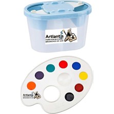 Artlantis Masa Üstü Şövale Akrilik Boya Resim Seti Artdeco 6 Renk 75 ml Akrilik Boya 2 Tuval 25X35 Fırça Spatula Ponpon Rulo Sünger