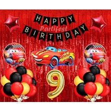 Parti Station Arabalar 9 Yaş Balon Seti Cars Konsept Helyum Balon Set Şimşek Mcqueen Doğum Günü Set